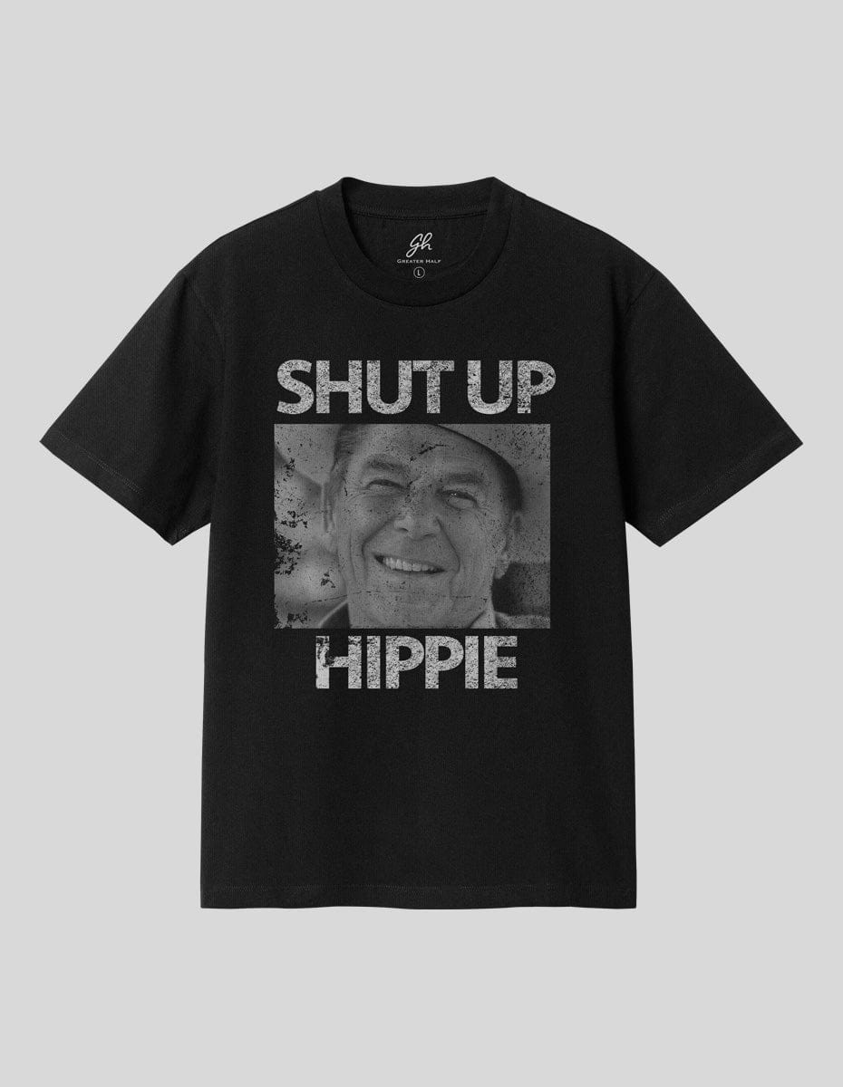 Shut Up Hippie T-Shirt Greater Half Black S