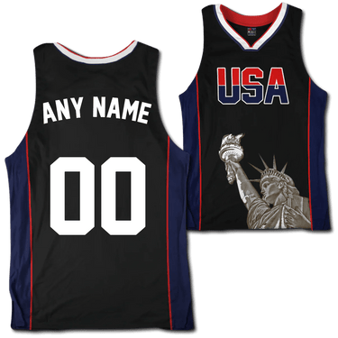 Custom Black USA Basketball Jersey Basketball Jersey Greater Half