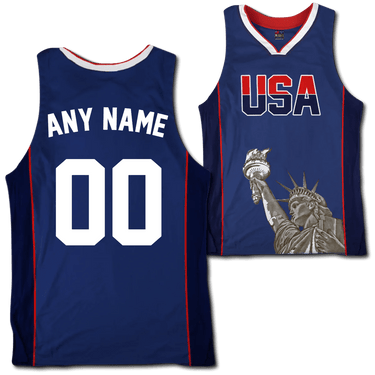 Custom Blue USA Basketball Jersey Basketball Jersey Greater Half