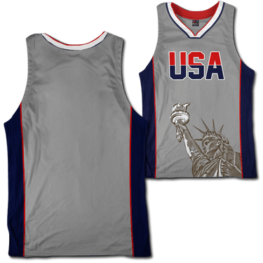 Custom Grey USA Basketball Jersey Basketball Jersey Greater Half