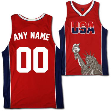 Custom Red USA Basketball Jersey Basketball Jersey Greater Half