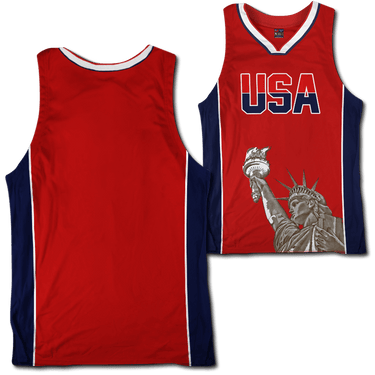 Custom Red USA Basketball Jersey Basketball Jersey Greater Half