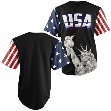 Custom Black USA Baseball Jersey Baseball Jersey Greater Half