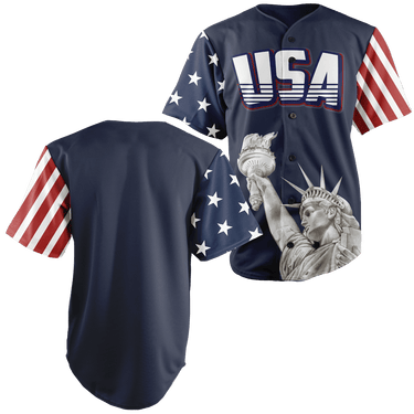 Custom Blue USA Baseball Jersey Baseball Jersey Greater Half