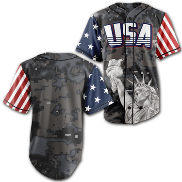 Custom Steel Camo USA Baseball Jersey Baseball Jersey Greater Half