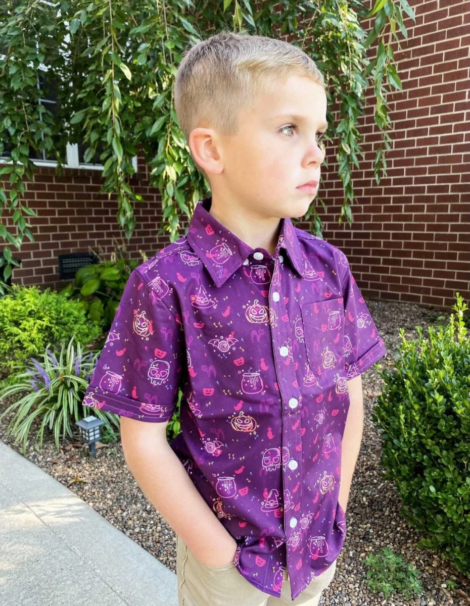 Halloween Neon Youth Button Down Kids Button Down Greater Half