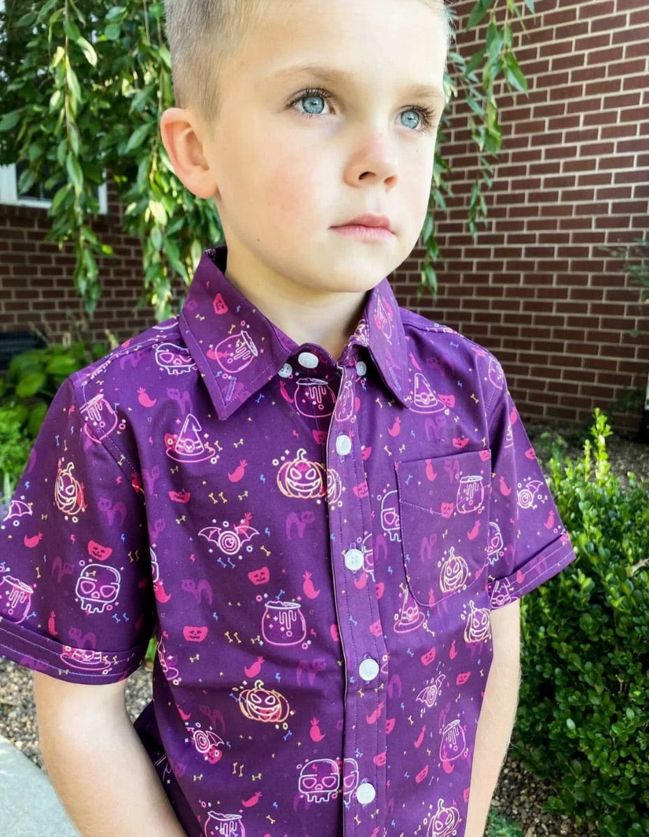Halloween Neon Youth Button Down Kids Button Down Greater Half