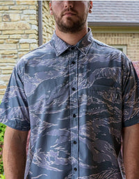 Thumbnail for Tiger Camo Button Down Button Down Greater Half