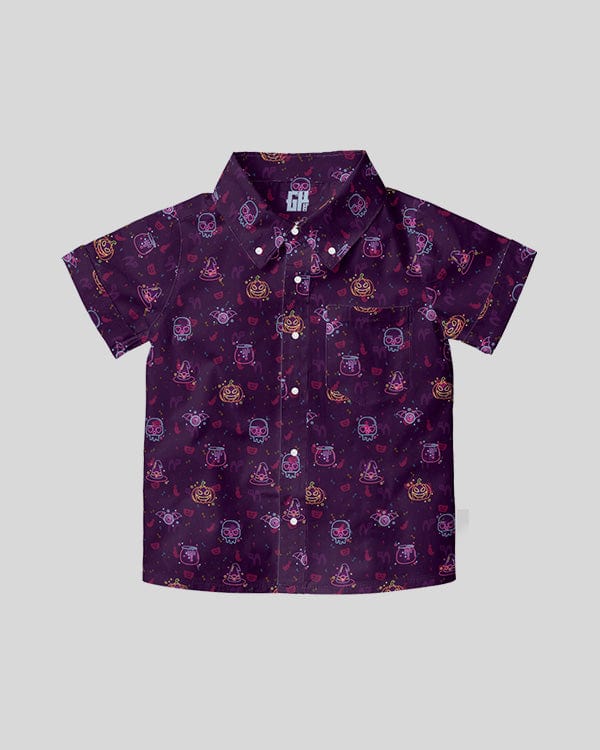 Halloween Neon Youth Button Down Kids Button Down Greater Half YXS