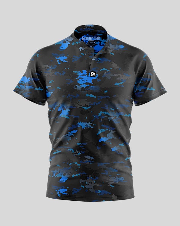 Blue Camo Henley Polo Henley Polo Greater Half S Blue