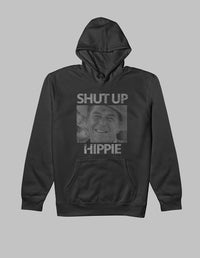 Thumbnail for Shut Up Hippie Hoodie Graphic Fleece Hoodie Greater Half Black S