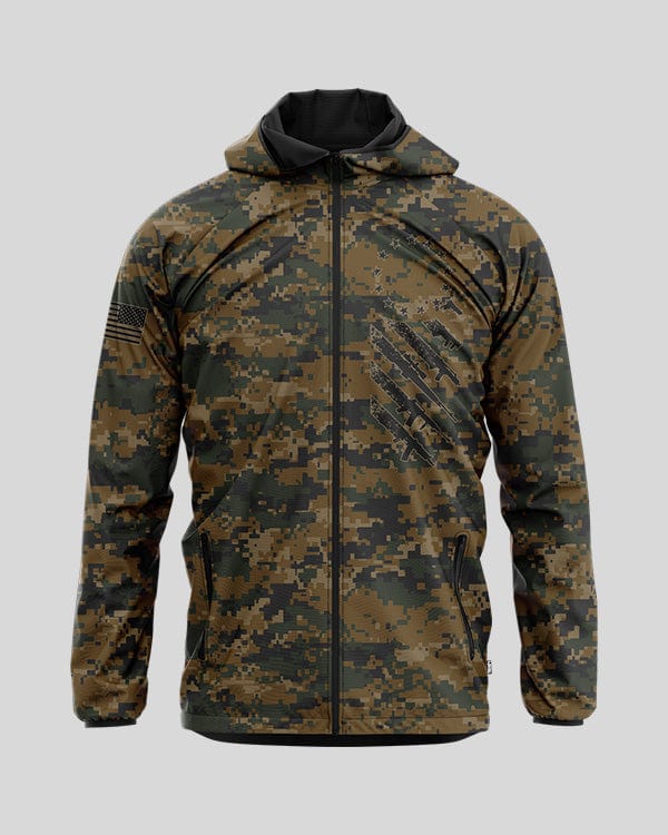 Woodland Digital Camo We The People - Rain Jacket Rain Jacket Greater Half S