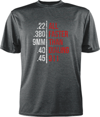 Thumbnail for Faster Than Dialing 911 T-Shirt Greater Half Heathered Charcoal S