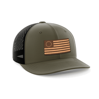 Thumbnail for 13 Colonies Leather Patch Hat Hat Greater Half OD Green/Black