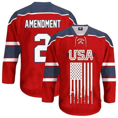 Patriotic Hockey Jersey Hockey Jersey Greater Half Red S