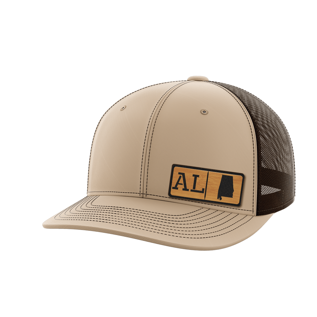 Alabama Homegrown Hats Hat Greater Half Khaki/Coffee Bamboo Leatherette Alabama