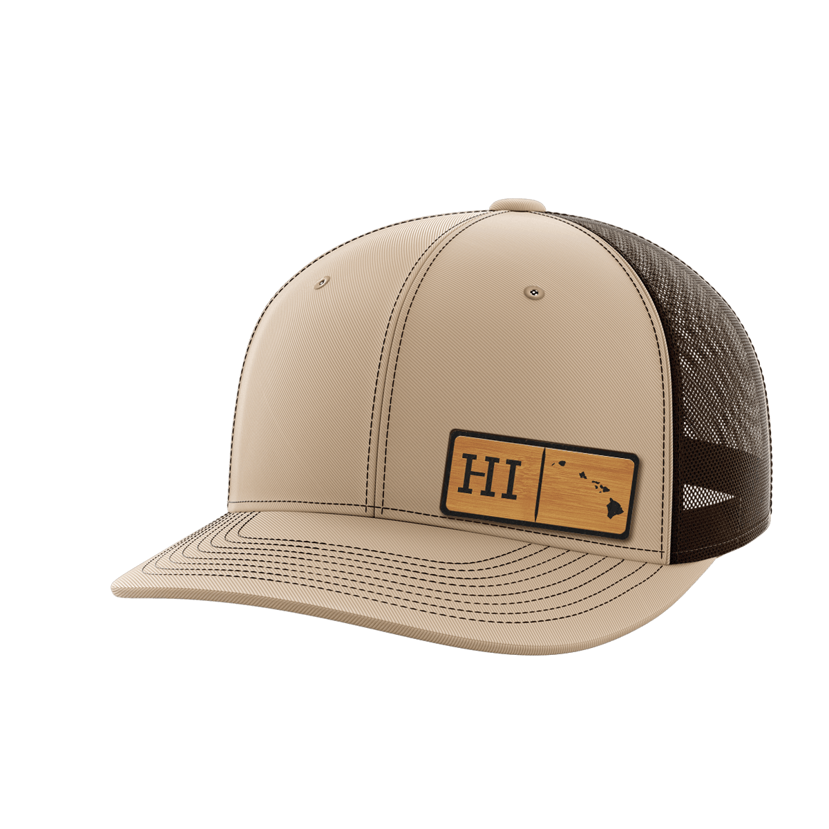 Hawaii Homegrown Hats Hat Greater Half Khaki/Coffee Bamboo Leatherette Hawaii