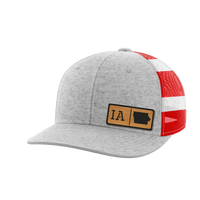 Thumbnail for Iowa Homegrown Hats Hat Greater Half Heather Grey/Flag Bamboo Leatherette Iowa