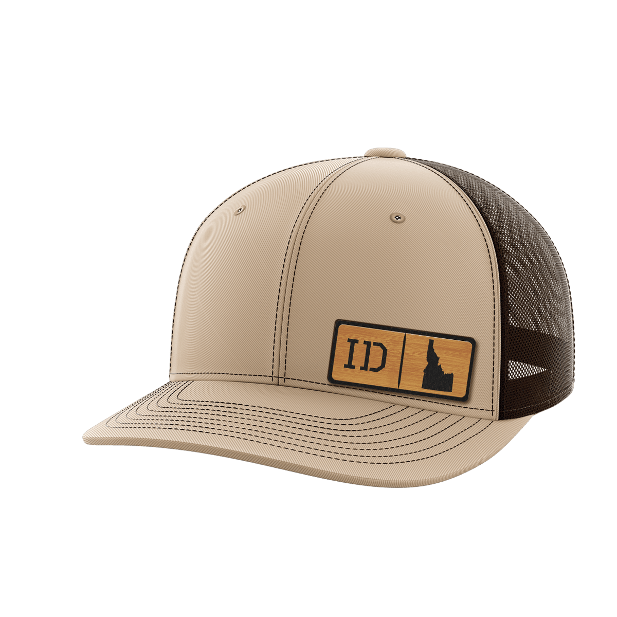 Idaho Homegrown Hats Hat Greater Half Khaki/Coffee Bamboo Leatherette Idaho