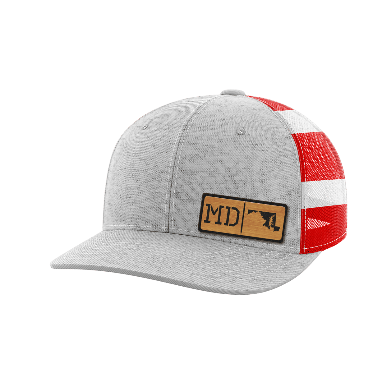Maryland Homegrown Hats Hat Greater Half Heather Grey/Flag Bamboo Leatherette Maryland