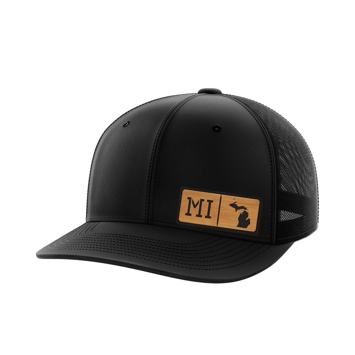 Michigan Homegrown Hats Hat Greater Half Black/Black Bamboo Leatherette Michigan