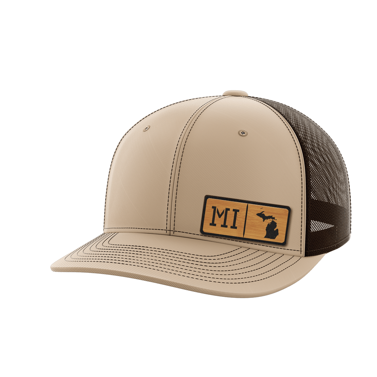 Michigan Homegrown Hats Hat Greater Half Khaki/Coffee Bamboo Leatherette Michigan