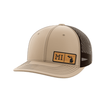Thumbnail for Michigan Homegrown Hats Hat Greater Half Khaki/Coffee Bamboo Leatherette Michigan