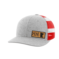 Thumbnail for Minnesota Homegrown Hats Hat Greater Half Heather Grey/Flag Bamboo Leatherette Minnesota