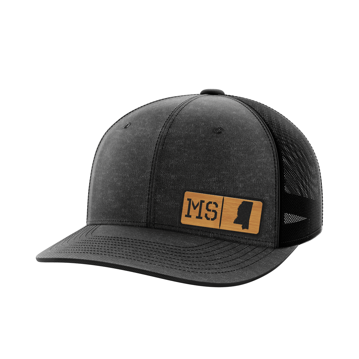Mississippi Homegrown Hats Hat Greater Half Heather Black/Black Bamboo Leatherette Mississippi