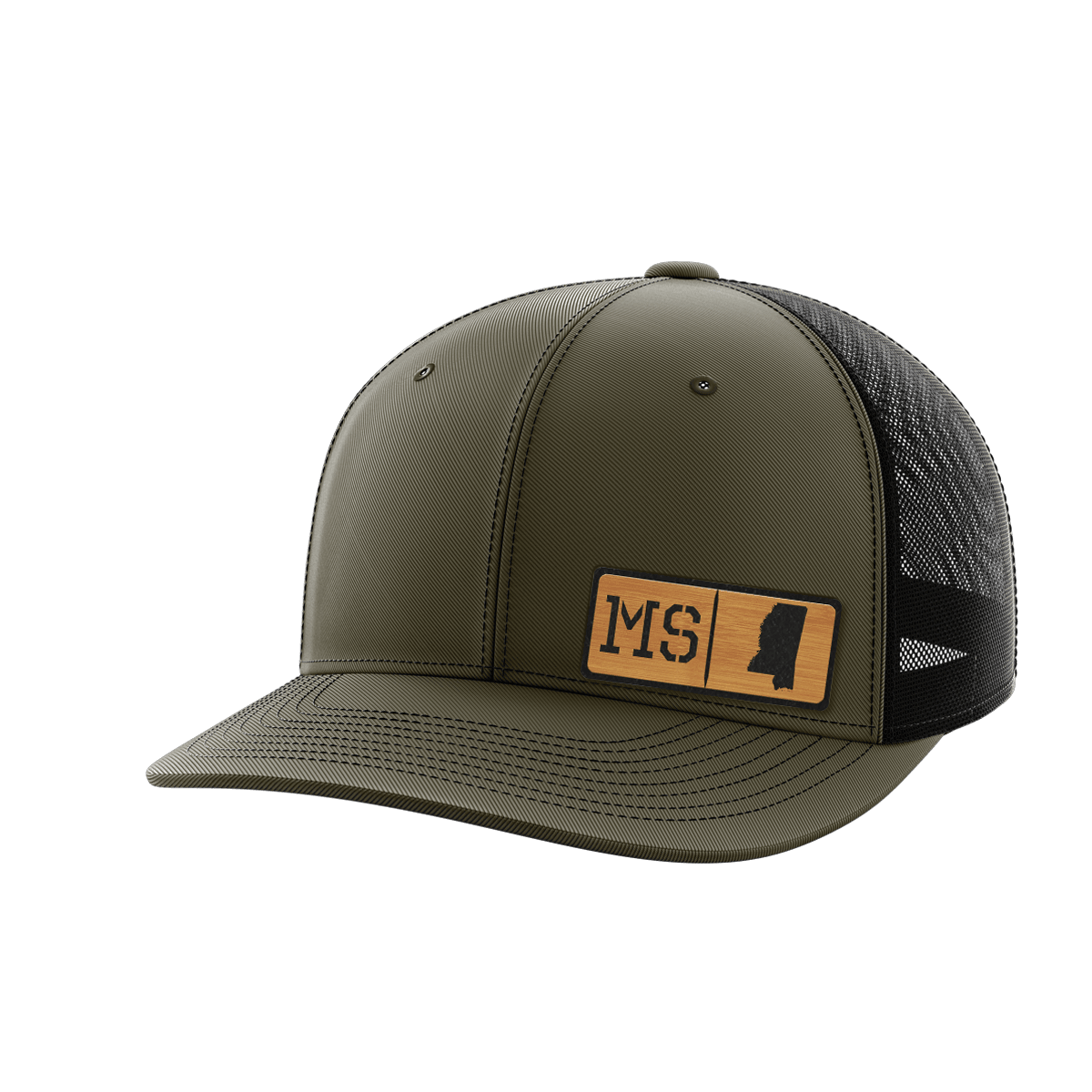 Mississippi Homegrown Hats Hat Greater Half OD Green/Black Bamboo Leatherette Mississippi