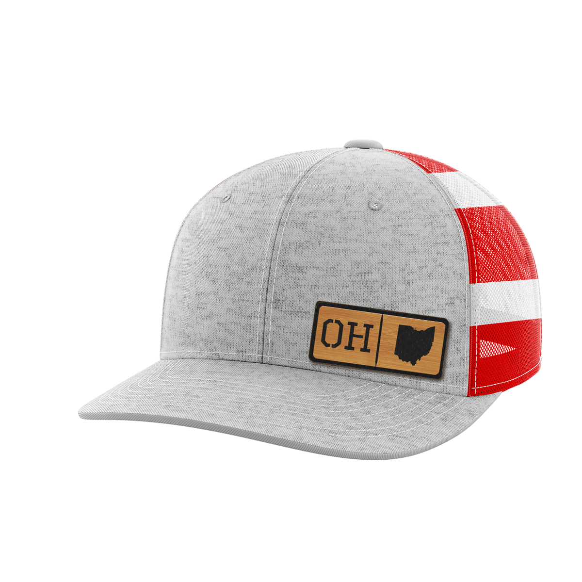 Ohio Homegrown Hats Hat Greater Half Heather Grey/Flag Bamboo Leatherette Ohio