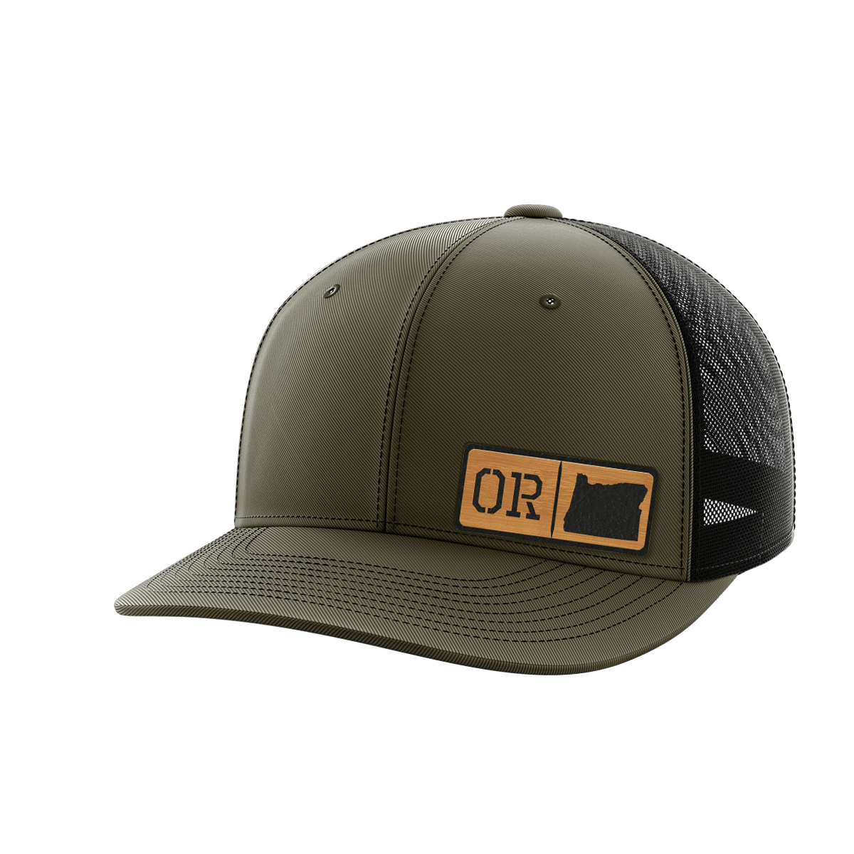 Oregon Homegrown Hats Hat Greater Half OD Green/Black Bamboo Leatherette Oregon