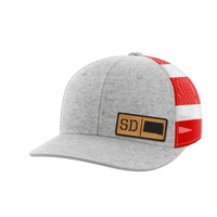 Thumbnail for South Dakota Homegrown Hats Hat Greater Half Heather Grey/Flag Bamboo Leatherette South Dakota
