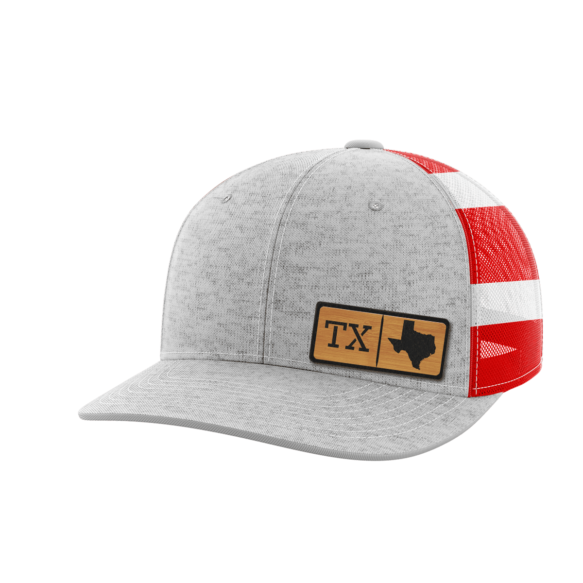 Texas Homegrown Hats Hat Greater Half Heather Grey/Flag Bamboo Leatherette Texas