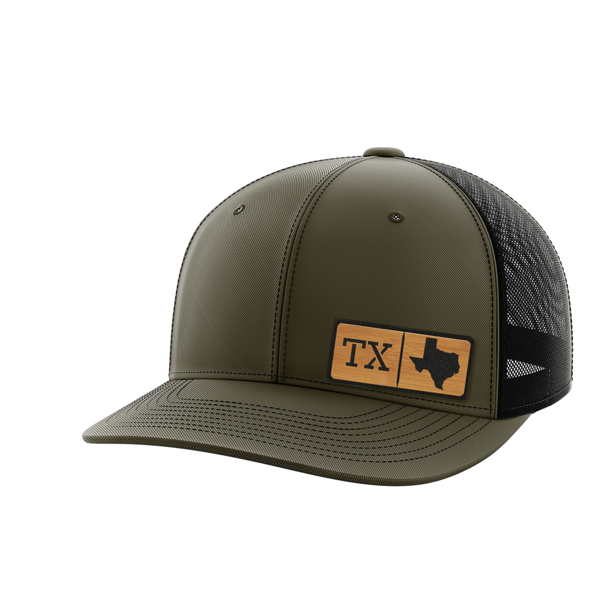 Texas Homegrown Hats Hat Greater Half OD Green/Black Bamboo Leatherette Texas
