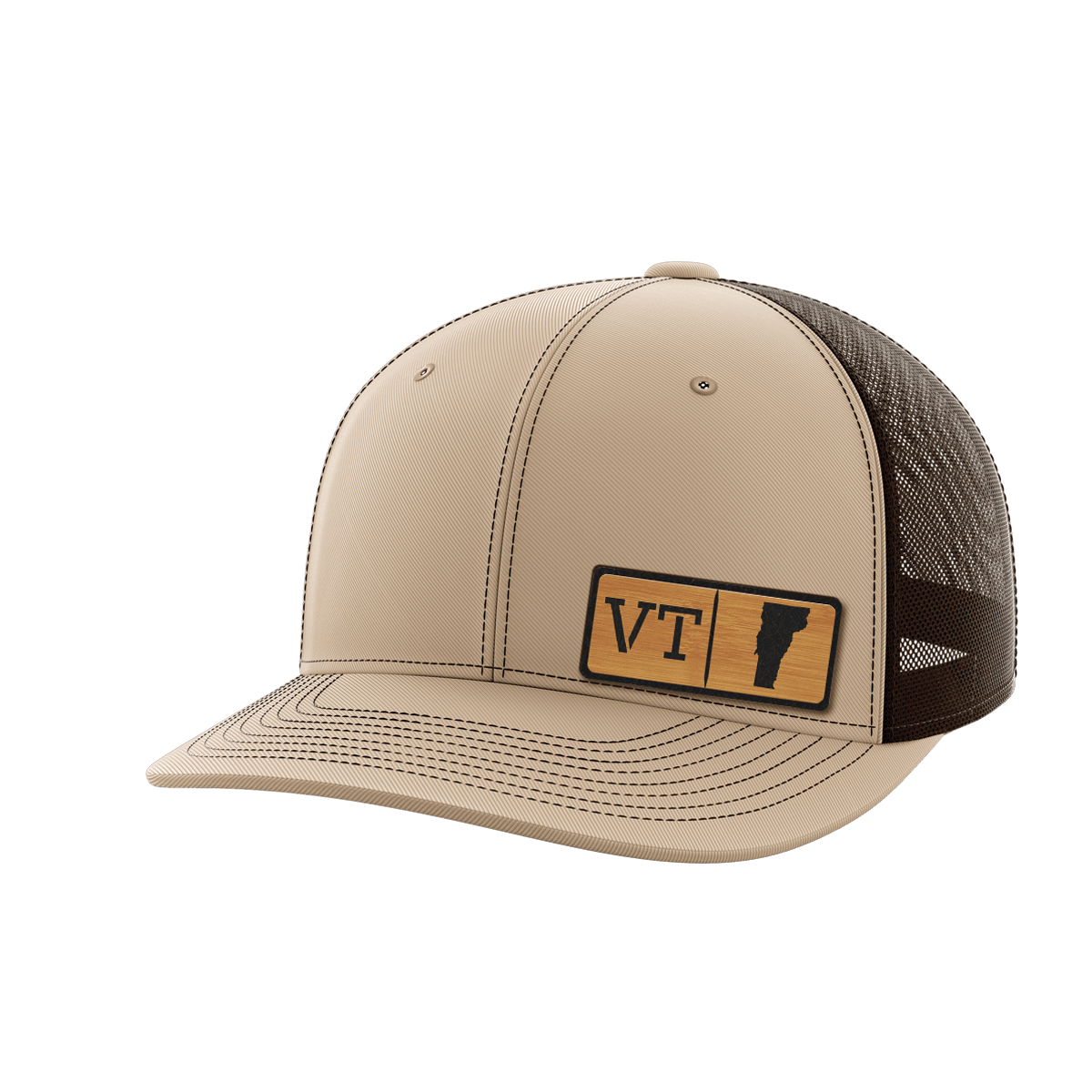 Vermont Homegrown Hats Hat Greater Half Khaki/Coffee Bamboo Leatherette Vermont