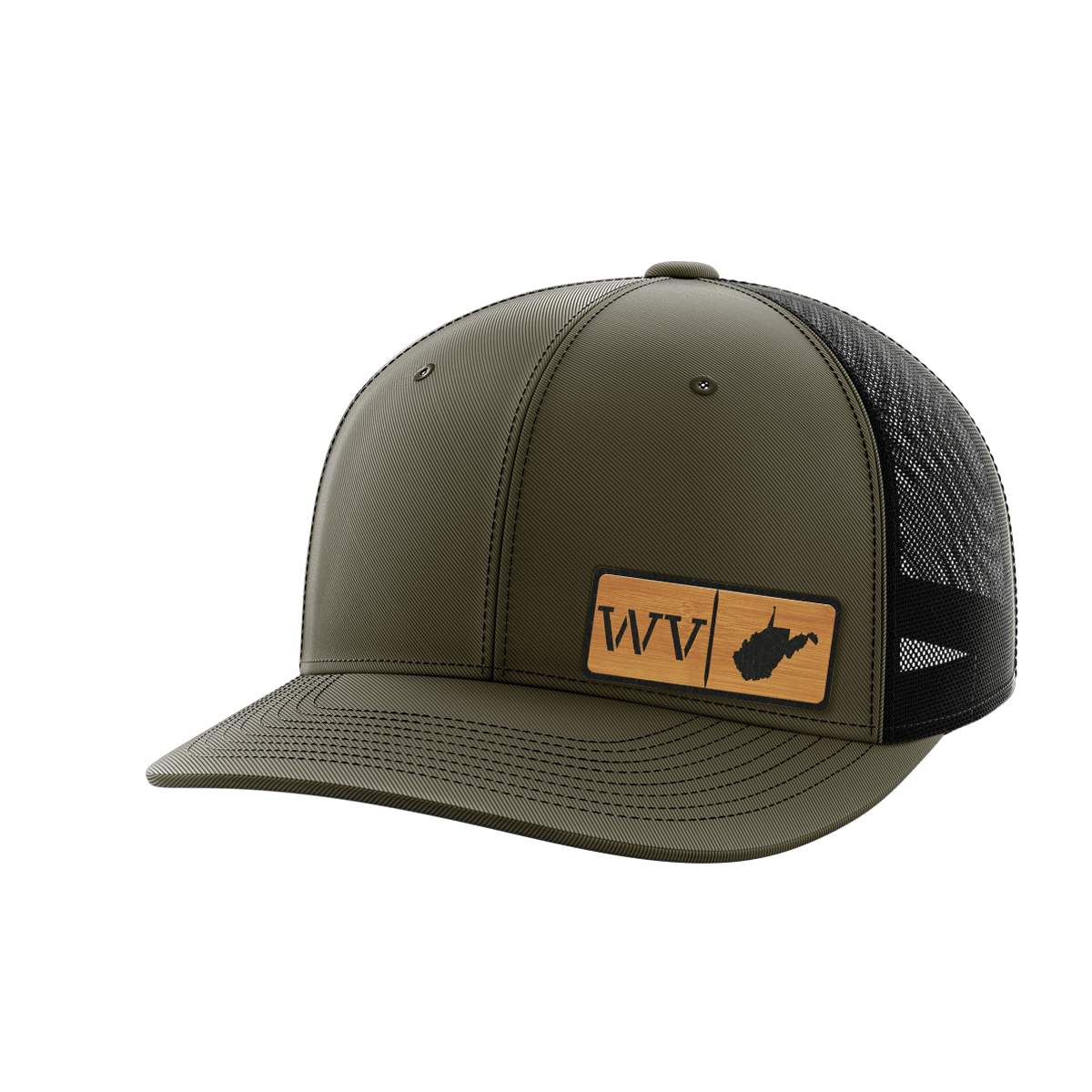 West Virginia Homegrown Hats Hat Greater Half OD Green/Black Bamboo Leatherette West Virginia
