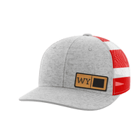 Thumbnail for Wyoming Homegrown Hats Hat Greater Half Heather Grey/Flag Bamboo Leatherette Wyoming