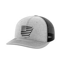 Thumbnail for Arkansas United Hats Hat Greater Half Heather Grey/Black Black Leatherette Arkansas