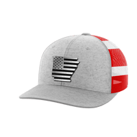 Thumbnail for Arkansas United Hats Hat Greater Half Heather Grey/Flag Black Leatherette Arkansas