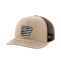 Thumbnail for Arkansas United Hats Hat Greater Half Khaki/Coffee Black Leatherette Arkansas