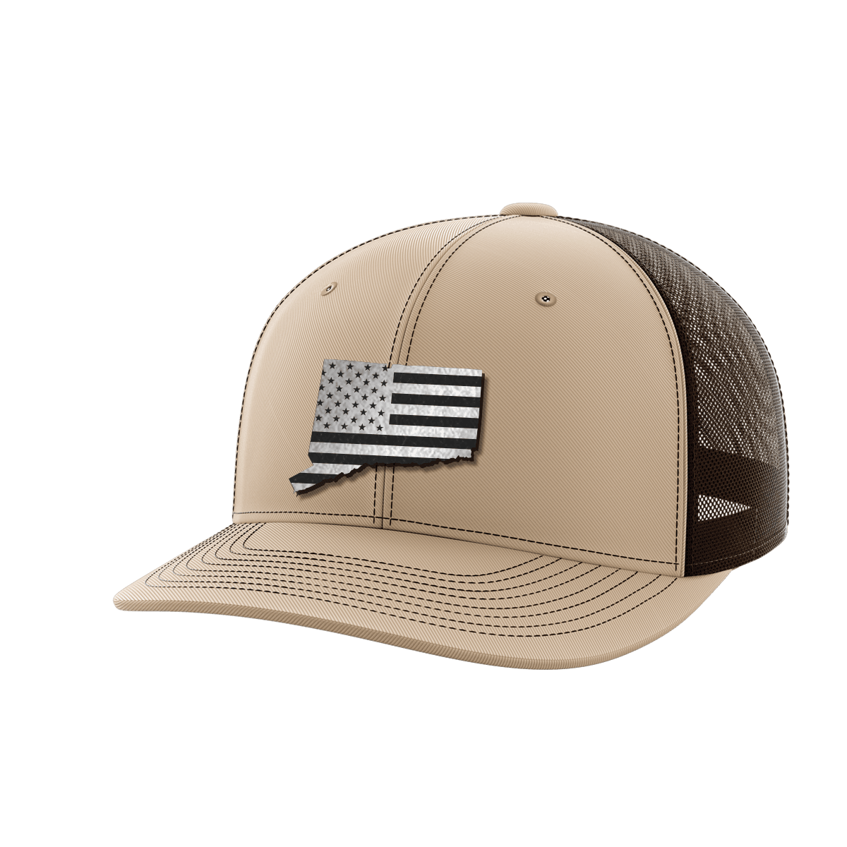 Connecticut United Hats Hat Greater Half Khaki/Coffee Black Leatherette Connecticut
