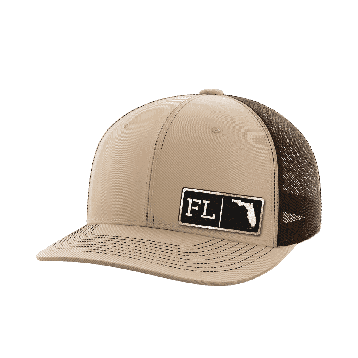 Florida Homegrown Hats Hat Greater Half Khaki/Coffee Black Leatherette Florida
