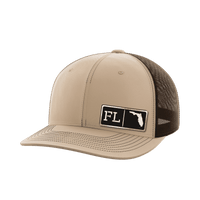 Thumbnail for Florida Homegrown Hats Hat Greater Half Khaki/Coffee Black Leatherette Florida