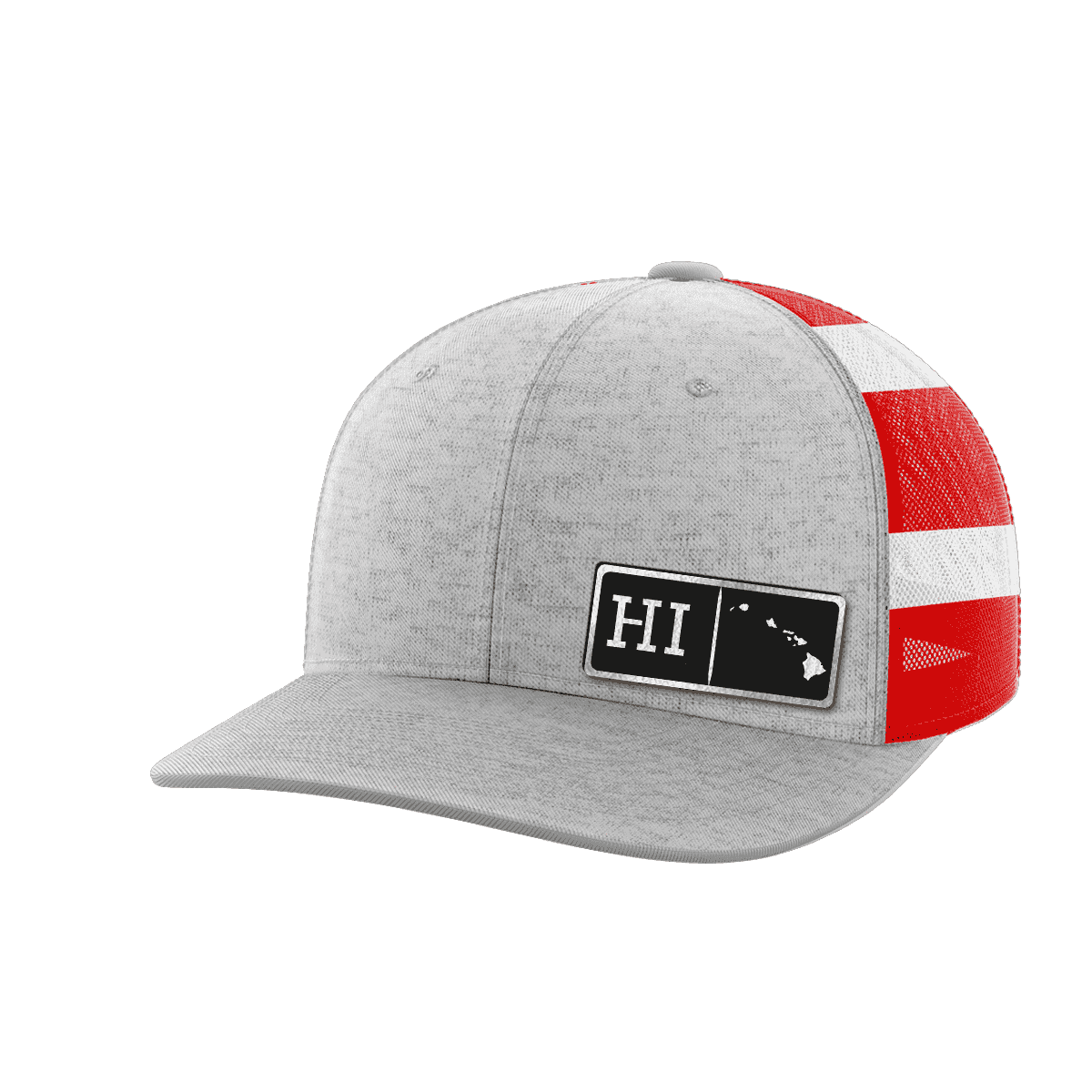 Hawaii Homegrown Hats Hat Greater Half Heather Grey/Flag Black Leatherette Hawaii