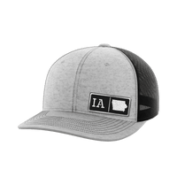 Thumbnail for Iowa Homegrown Hats Hat Greater Half Heather Grey/Black Black Leatherette Iowa