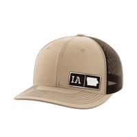 Thumbnail for Iowa Homegrown Hats Hat Greater Half Khaki/Coffee Black Leatherette Iowa