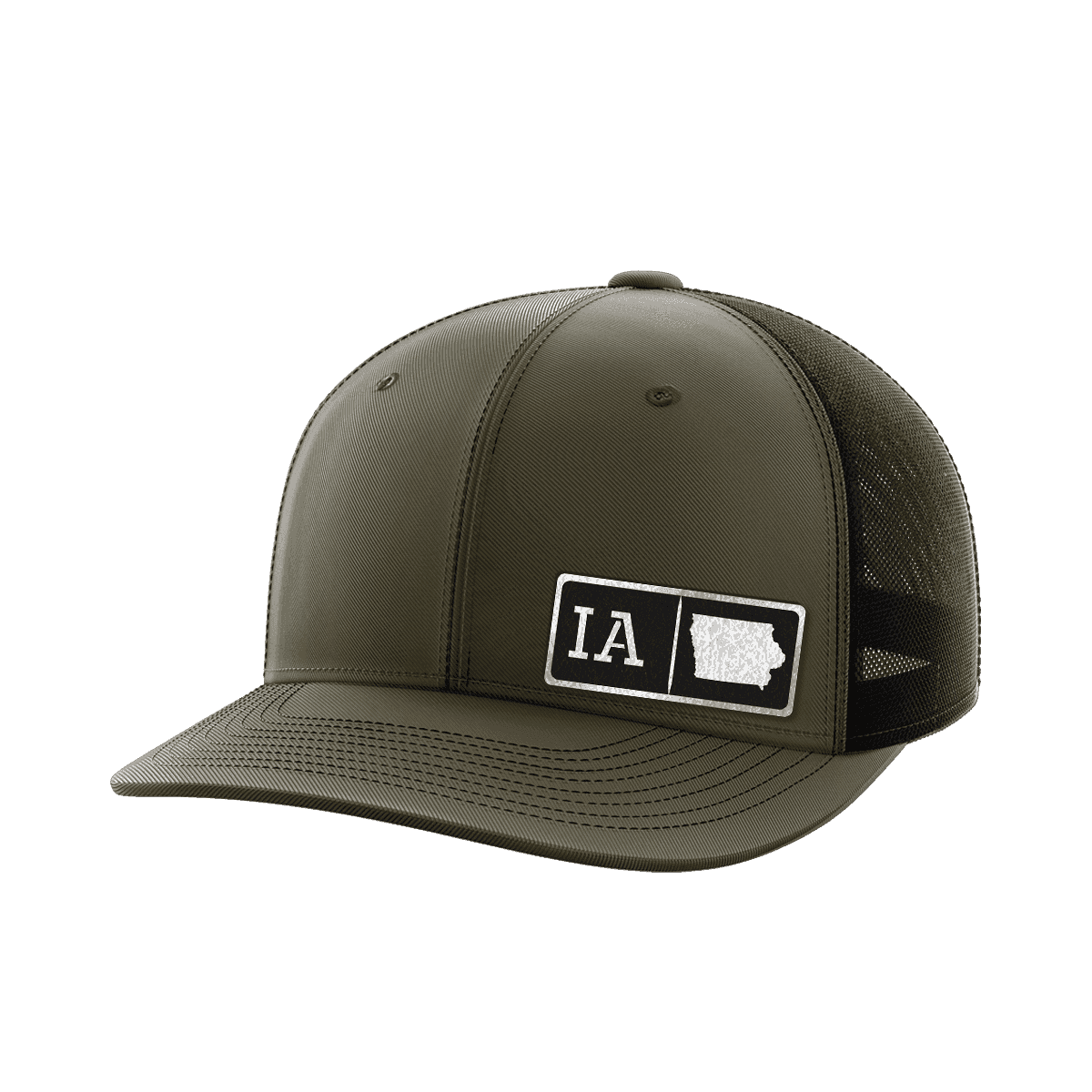 Iowa Homegrown Hats Hat Greater Half OD Green/Black Black Leatherette Iowa