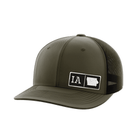 Thumbnail for Iowa Homegrown Hats Hat Greater Half OD Green/Black Black Leatherette Iowa