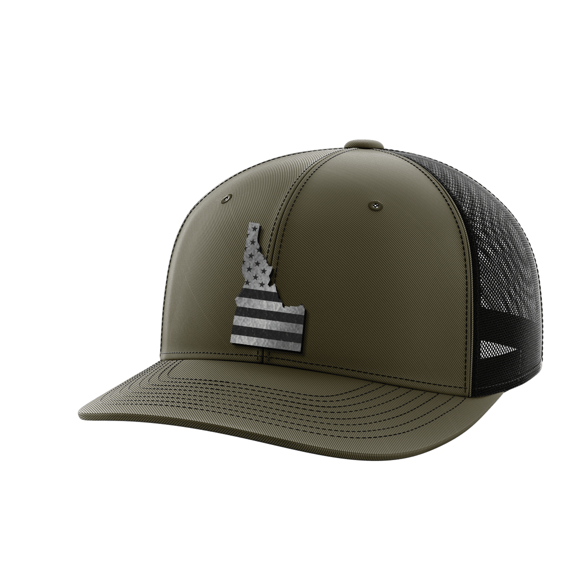 Idaho United Hats Hat Greater Half OD Green/Black Black Leatherette Idaho